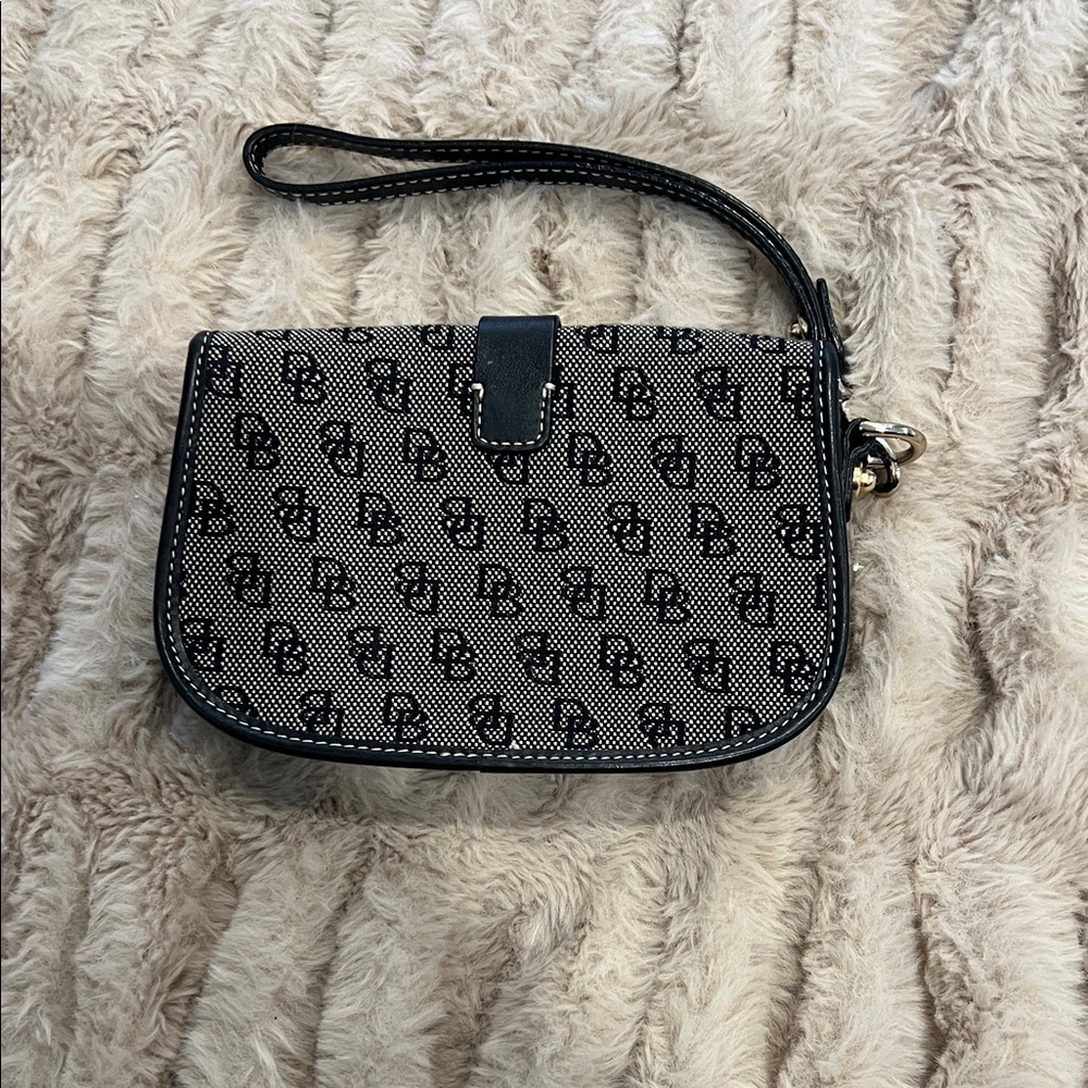 Dooney & Bourke Leather Black and Gray and Red Y2K Vintage Clutch One Size - Picture 2 of 3